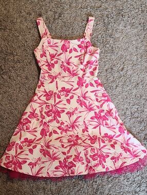 Ruby Rox Pink Floral Fit-and-Flare Midi Dress